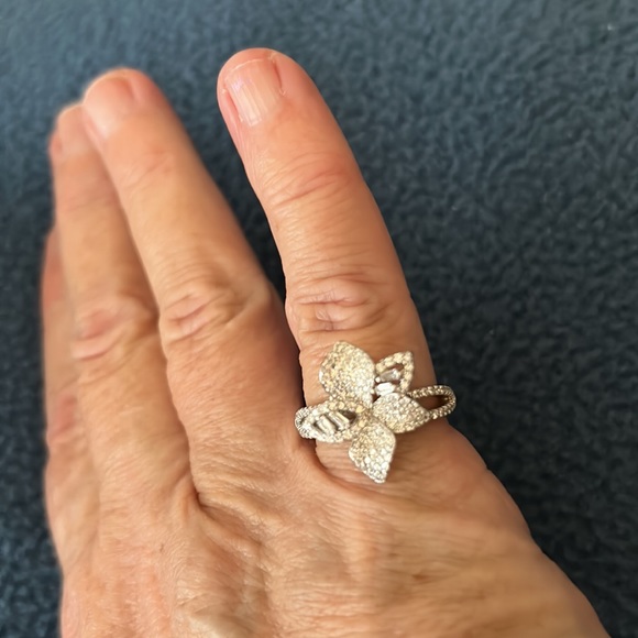 Stunning 925 Sterling Silver 14k White Gold Plated AAA White Baguette CZ Ring - Picture 3 of 8